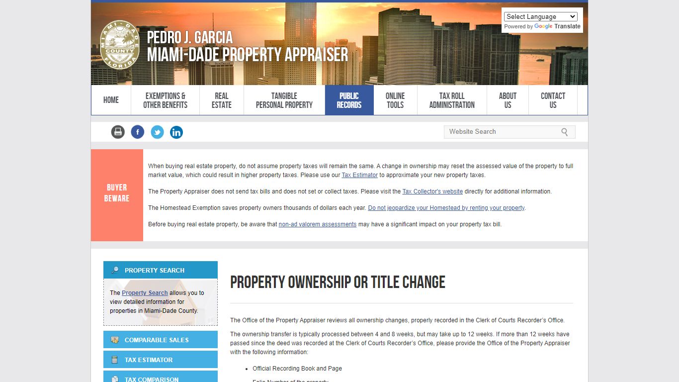 Property Ownership or Title Change - Miami-Dade County